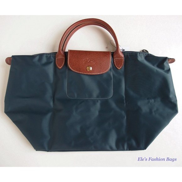 ❤️ NWT LONGCHAMP Le Pliage Type M Medium Short Handle Tote Gunmetal Gray AUTHNTC - Picture 11 of 16